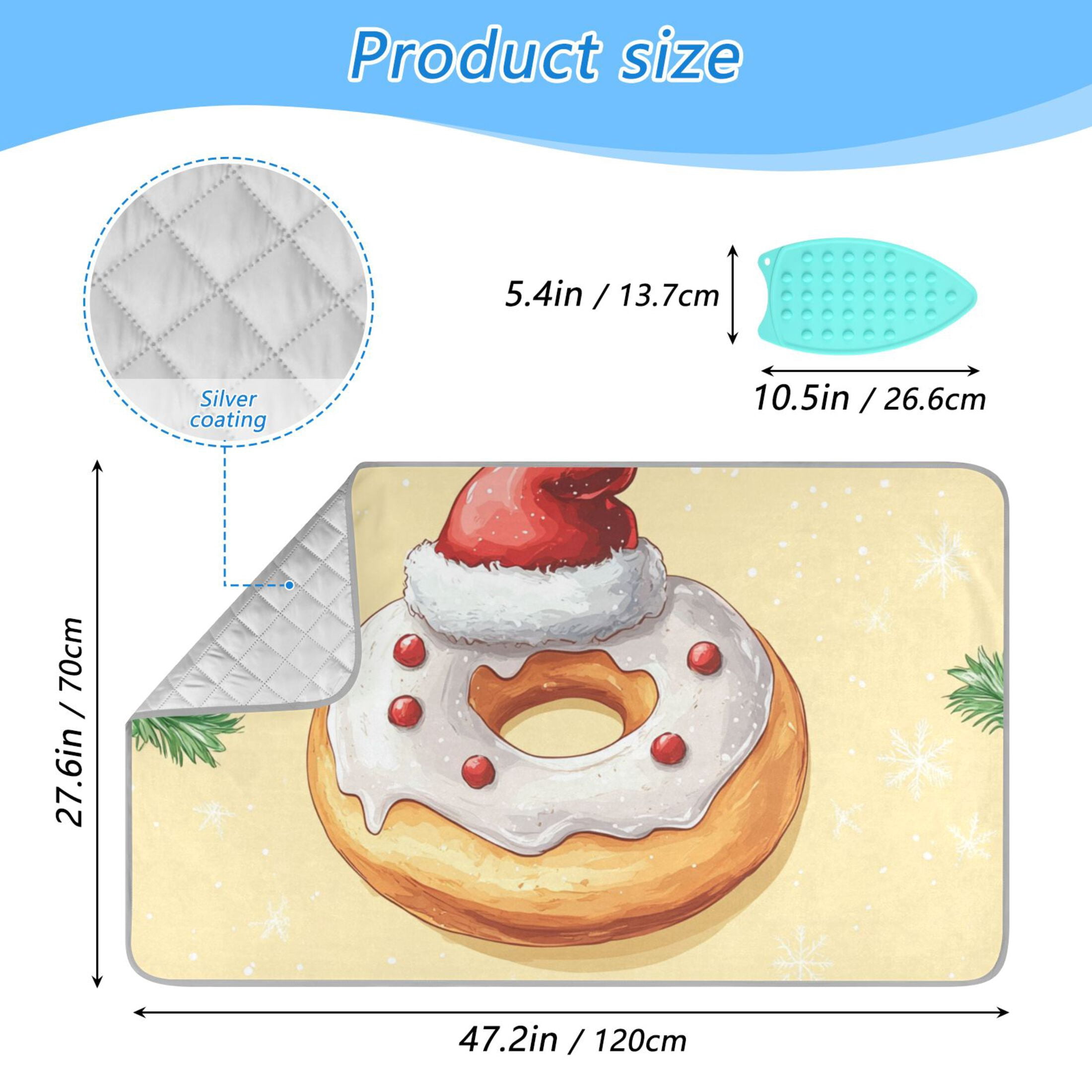 Christmas Cute Doughnut Ironing Mat Blanket Portable Travel Ironing Pad Heat Resistant Pad 47.2" x 27.6”
