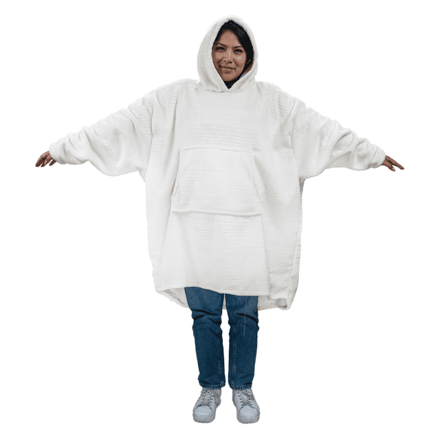 Sudadera cobija oversize con capucha unitalla y unisex color crema
