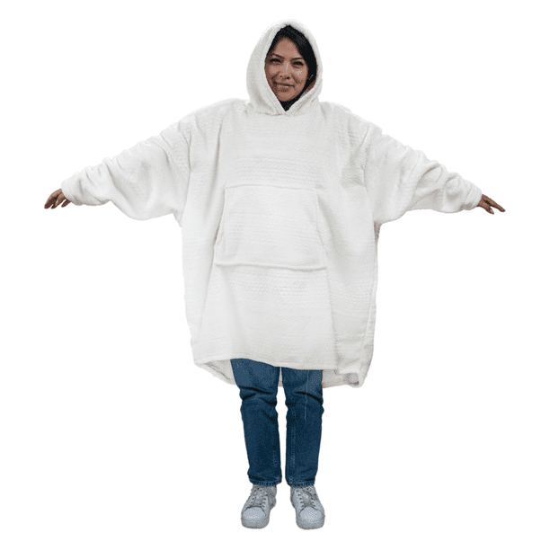 Sudadera cobija oversize con capucha unitalla y unisex color crema