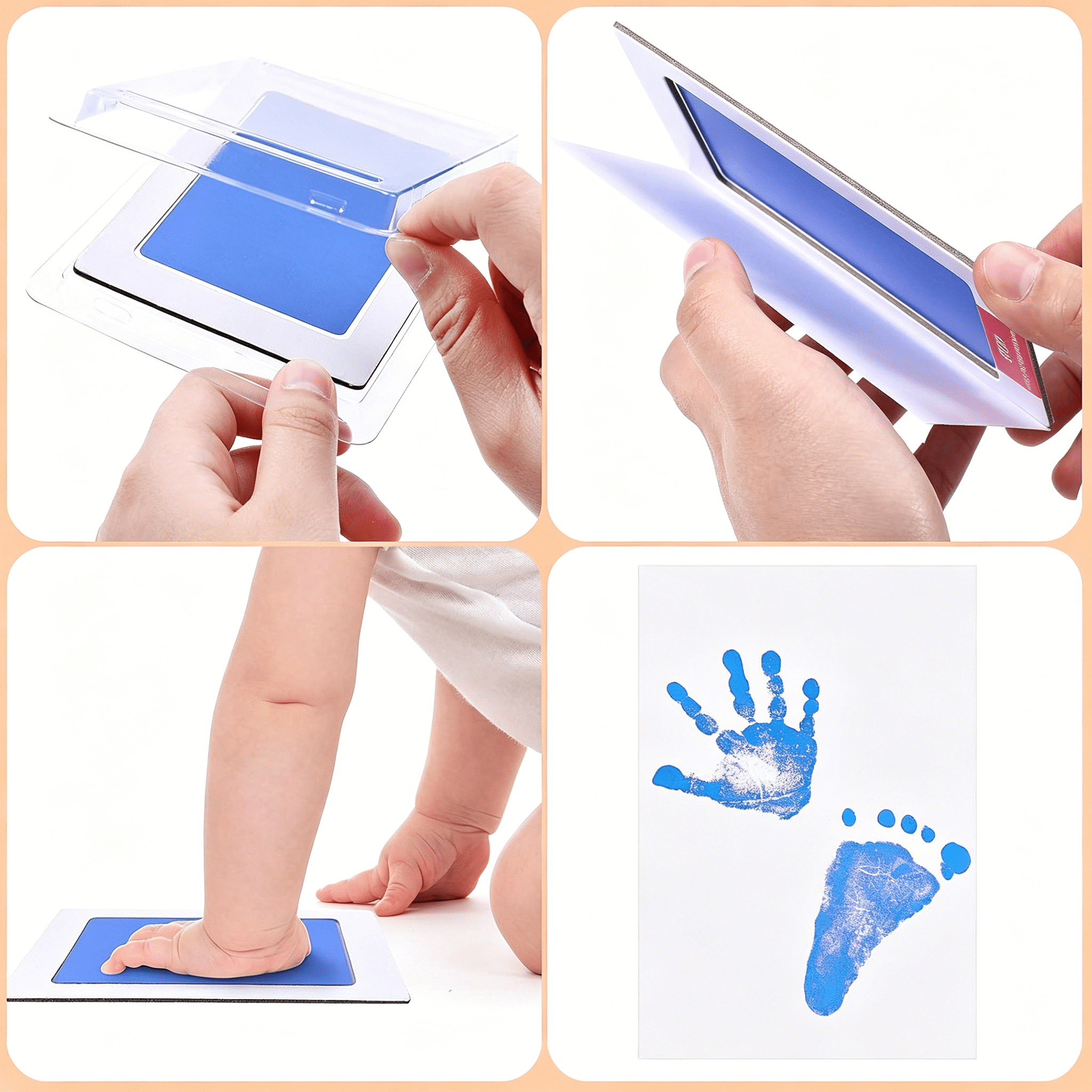 CCOCC 18 Pieces Baby Inkless Handprint and Footprint Kit 6 Safe Hand and Foot Ink Pad Clean Touch Dog Paw Print Stamp Kit and 12 Card for Newborn Registry Family Keepsake Baby Gift (Small)