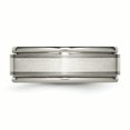 thumbnail image 3 of Chisel Titanium Grooved Edge Sterling Silver Inlay 8mm Brushed/Polished Band, 3 of 6