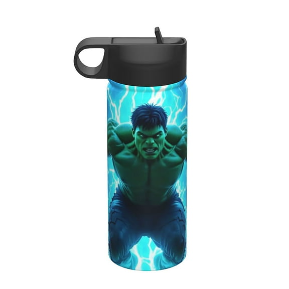 18 Oz Sports Insulated Water Bottle, Green Hulk Stainless Steel Kettle Leak Proof for Sports Gym Travel