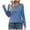 Blue, variant on Tops for Women Trendy Spring Casual Cap Long Sleeve Basic Solid Color Round Neck T Shirts Blouse Black M