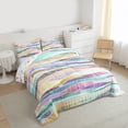 thumbnail image 3 of Castle Fairy Abstract Colorful Stripes Twin Comforter Sets,Mid Century Lines Bedding Set, 3 of 8
