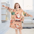 thumbnail image 5 of FORMRS Wearable Blanket Hoodie with Sleeves for Kids Cozy Flannel Sweatshirt, Pink Christmas Santa, 5 of 7