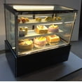 thumbnail image 1 of INTSUPERMAI Commercial 47" Refrigerated Cake Showcase Bakery Dispaly Case Cabinet Pie Refrigerator Right Angel Back Door Floor-standing Yellow Light 220V, 1 of 5