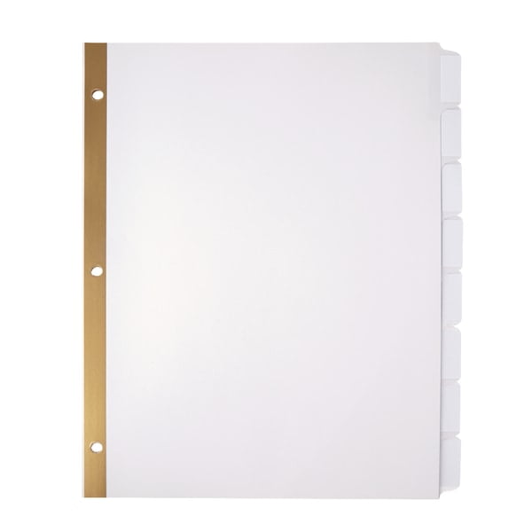 Office Depot Plain Dividers With Tabs And Labels, White, 8Tab, Pack Of