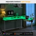 thumbnail image 3 of KeyWhat 70" L Shaped Standing Desk, Electric Height Adjustable Computer Desk with Shelves & Keyboard Tray & LED Strip & Power Outlets, Antique White, 3 of 7