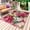 Crimson Green Beige, variant on Pink Flowers Outdoor Rug 5x8 Ft - Reversible Patio Rug Outdoor Camping Rugs, Spring Watercolor Floral Leaves Plants Beige Indoor Outdoor Area Rugs, Non-Slip Outdoor Carpet Runner for Deck/Porch