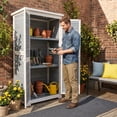 thumbnail image 2 of Lofka Outdoor Storage Cabinet, 63in Wooden Garden Tools Shed with 2 Lockable Doors, Waterproof Roof for Yard Garge Patio Deck Porch, Gray, 2 of 13