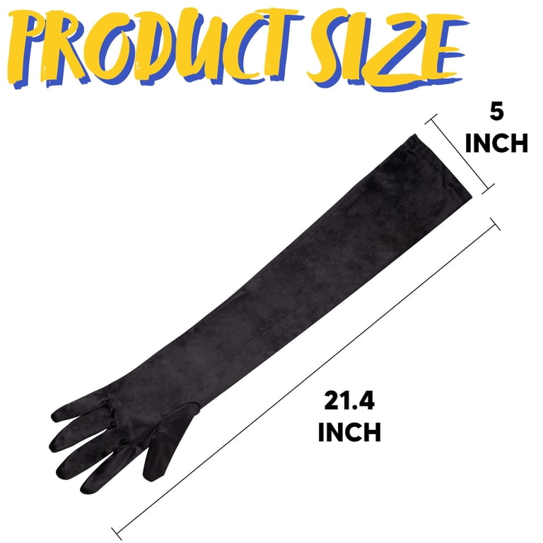 Telooco 21-Inch Black Velvet Long Gloves – Elegant Elastic Opera Gloves For Halloween, Weddings & Parties