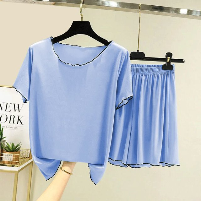 Conjunto de Pijama con volantes para mujer, de dos piezas ropa de dormir, ropa interior informal para el hogar, 2023