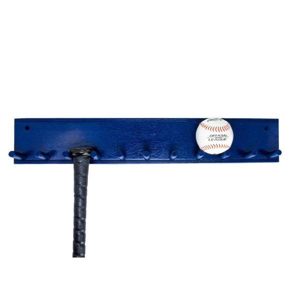 MWCSPORTS Baseball Softball Bat Rack Meant to Hold Up to 10 Full Size Standard Bats Holder Display Trophy Awards Baseball Bat Rack Shelf Holder Wall Mount (Blue)