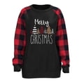 thumbnail image 3 of TWZH Women Merry Christmas Shirt Red Plaid Crew Neck Top, 3 of 5
