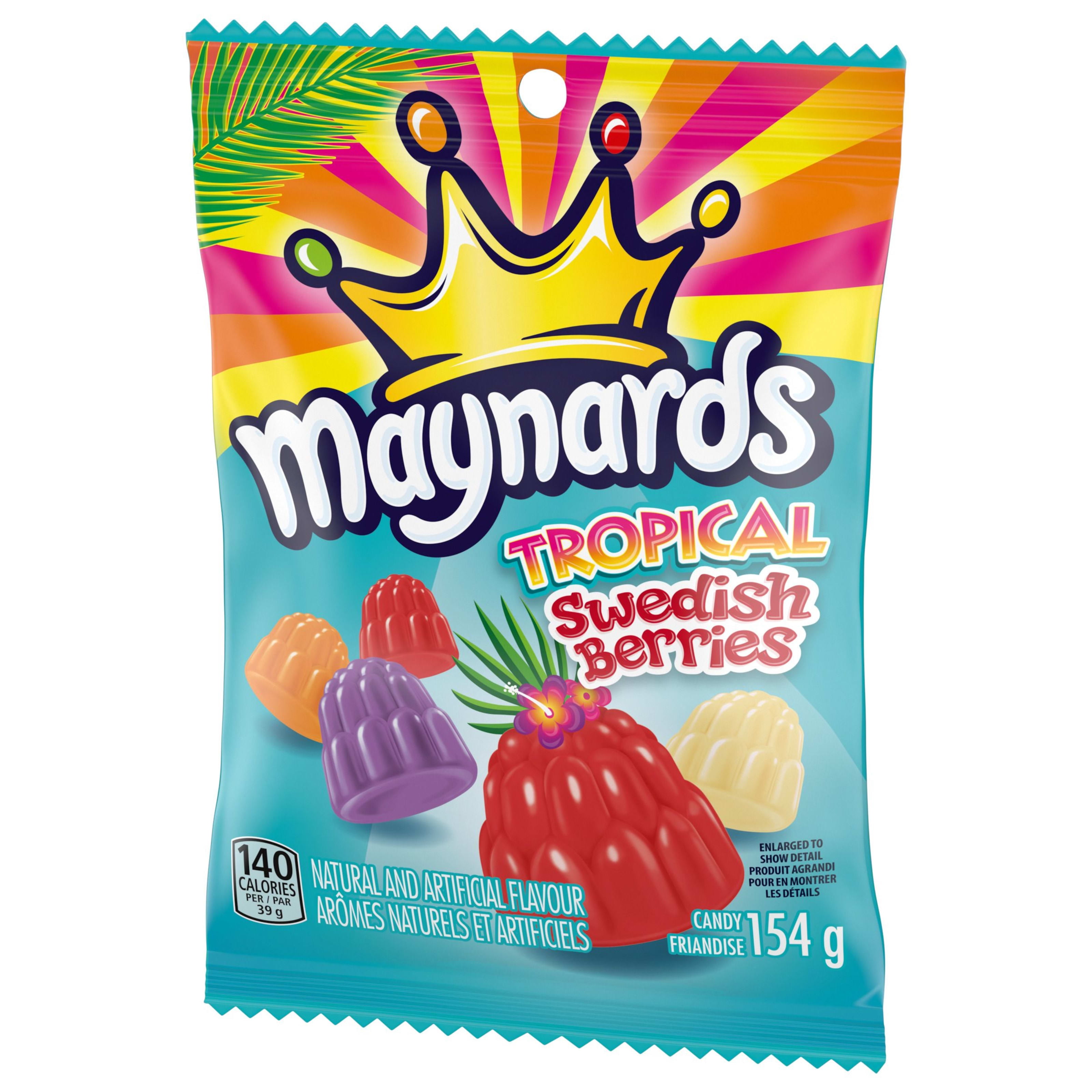 Maynards Tropical Swedish Berries Candy, Gummy Candy, 154 g