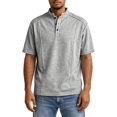 thumbnail image 4 of JTieacloth Men's T-Shirts Casual Button Down Stand Collar Short Sleeved Shirt T Shirt(Gray,S), 4 of 6