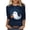 #0113-Navy, variant on Uootdi Halloween Shirts for Women 3/4 Sleeve Crew Neck Gradient Glowing Ghost Pumpkin Bat Front Print Womens Pullover Tees Oversized Fit Halloween Costume Night Soft Cozy Womens Graphic Tops Gift