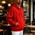 thumbnail image 6 of Nestiefly Hoodie for Men Fleece Long Sleeve Oversize Hooded Sweatshirts Casual Fall Track Pullover with Pocket Red 3XL, 6 of 9