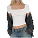 thumbnail image 1 of Fiudx Ofertas de La Semana Top Sexy de Cuello Redondo de Manga Corta de Color Sólido para Mujer, 1 of 5