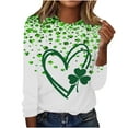 thumbnail image 2 of Women Long Sleeve Tops Green Shamrock Graphic Shirt Round Neck Pullover Tees St. Patrick's Day Printed Tshirt, 2 of 5