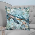 thumbnail image 4 of 24x24 Pillow Covers Set of 2, Sea Turtle Coastal Throw Pillow Covers Decorative Couch Cushion Case, Vintage Teal Nautical Beach Botanical Microfiber Square Pillowcases for Bedroom Car Living Room, 4 of 7