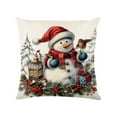 thumbnail image 5 of Snowman Christmas Throw Pillow Cover 18x18 Inch, Festive Red and Blue Holiday Decor Pillowcase with Snowman Scene for Sofa Cushion C, 5 of 6