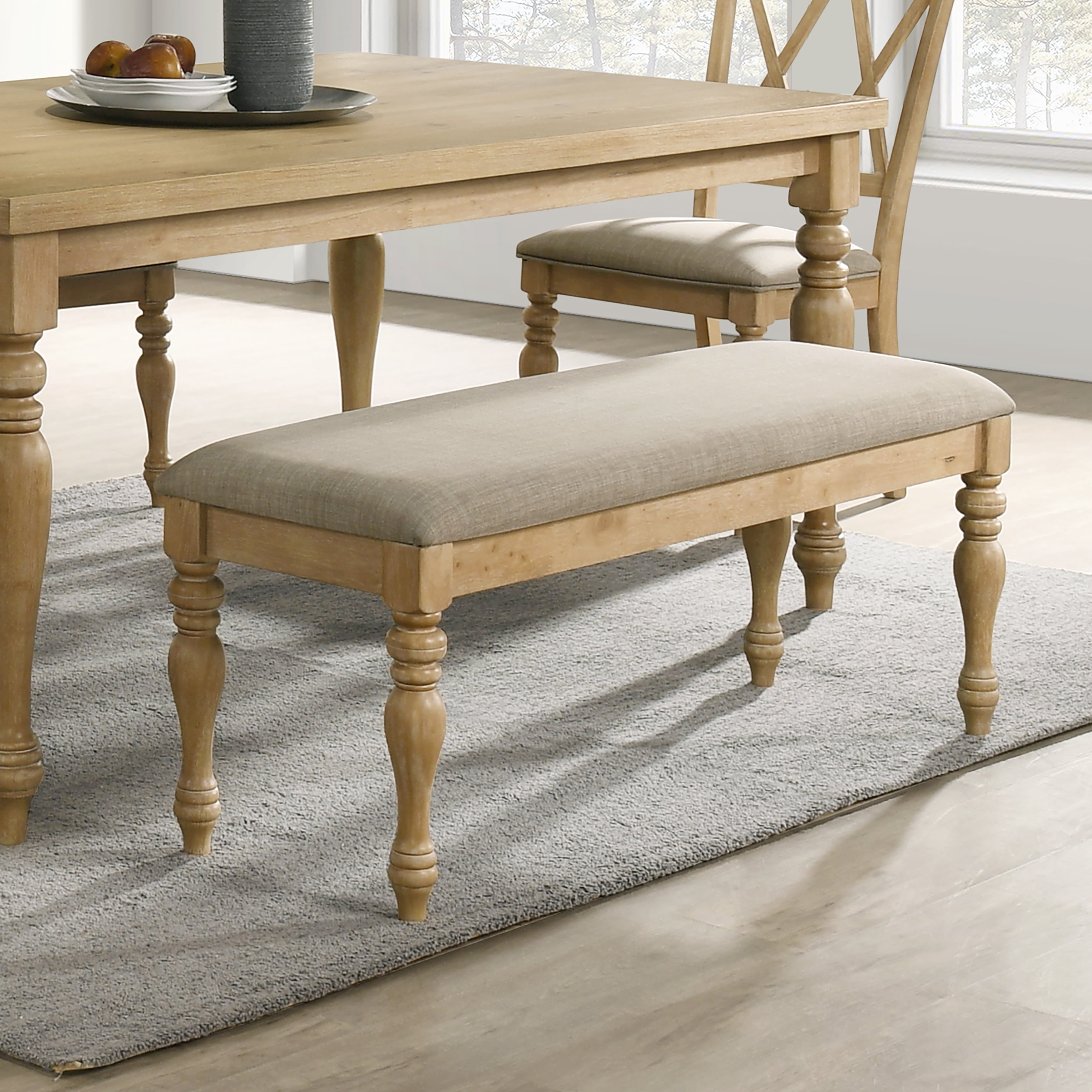 Cortesi Home Essbank Leno - Rustikale Landhausbank Mit Leinenbezug, 130 Cm Breit