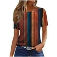 thumbnail image 2 of Ounisa Stripe T Shirts for Women Summer Short Sleeve Crewneck Casual Cute Graphic Basic Tees Tops, 2 of 4
