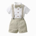 thumbnail image 2 of Toddler Kids Baby Boys Gentleman Outfit Shirt & Suspender Shorts Bow Tie Boy Baby Clothes Outfit Toddler Boy Clothes Suit 12M-5T, 2 of 7