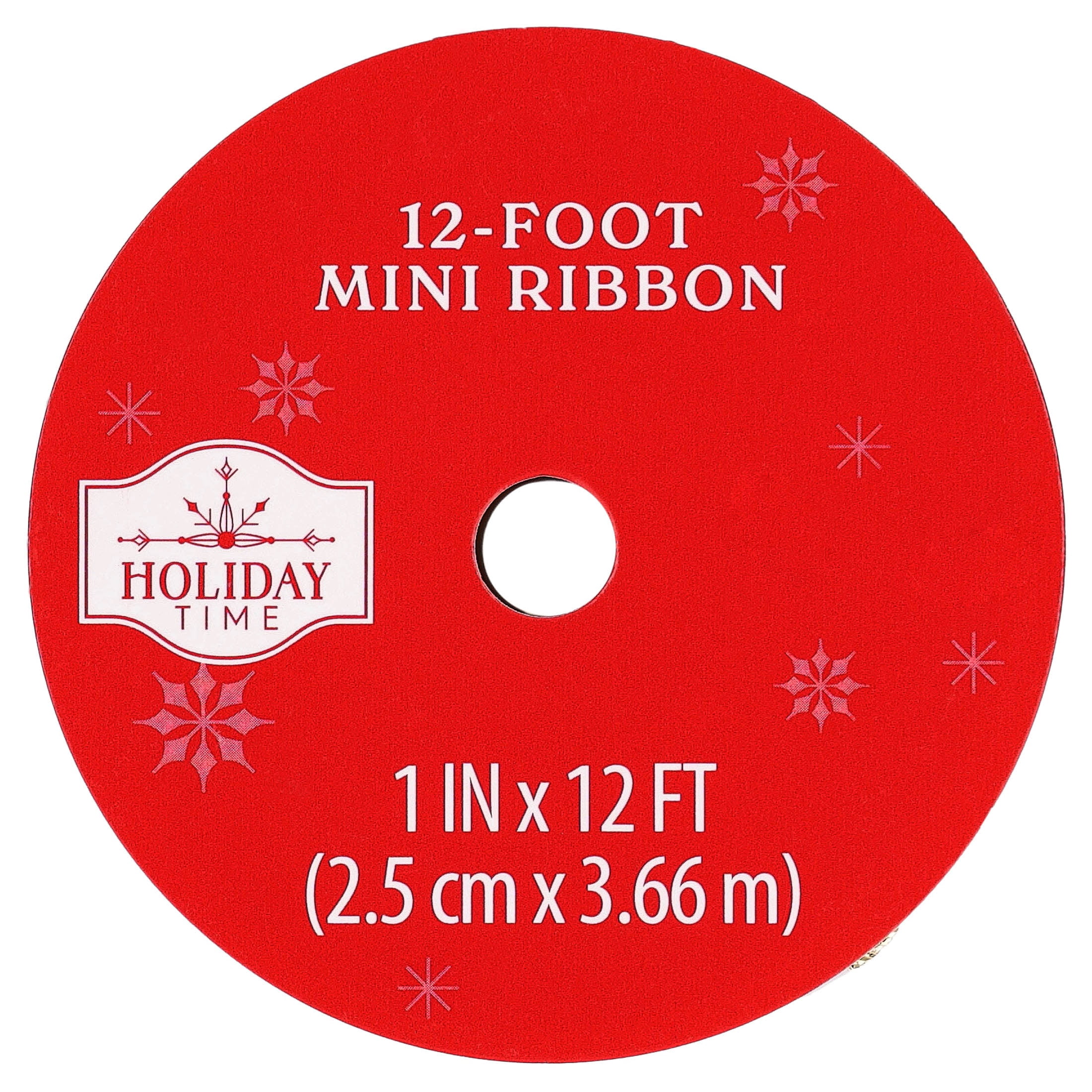 Gold Snowflake Mini Christmas Ribbon, 1" x 12', by Holiday Time