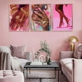 thumbnail image 2 of 3Pcs Pink Fashion Black Girl Canvas Wall Art African American Black Woman Wall Decor Pictures Gorgeous Black Girl Posters Prints for Living Room Bedroom Artwork Home Decoration Unframed, 2 of 6