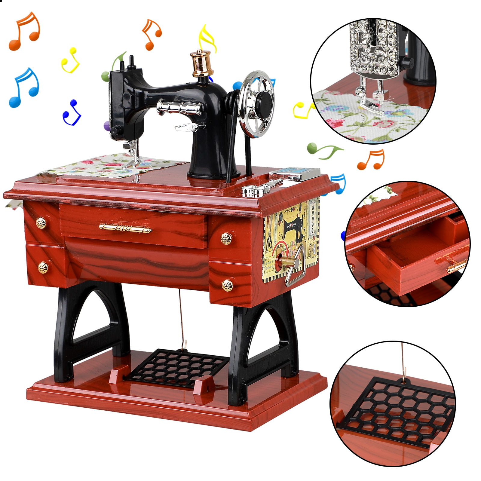Music Box, Mini Sewing Machine Style Music Box, Retro Sewing Clockwork