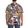 thumbnail image 3 of Lsque Sanrio print Men's Cuban Collar Short Sleeve Shirt Summer Beachwear Casual Button Down Fashionable Vacation Leisure Shirt-Medium, 3 of 7
