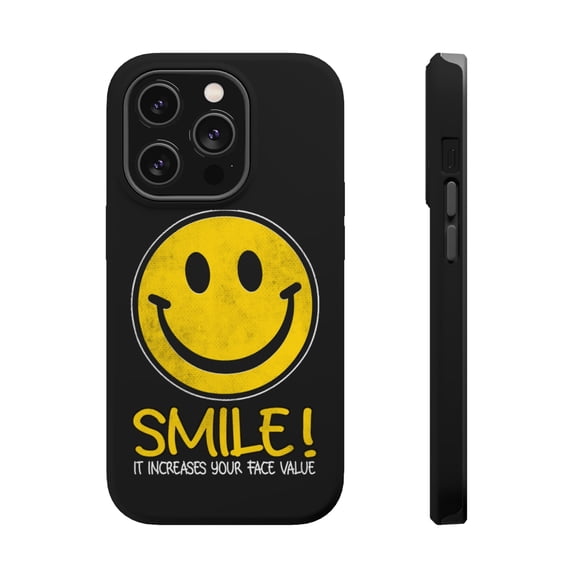 DistinctInk Tough Case for Apple iPhone 15 PRO (6.1" Screen), Compatible with MagSafe Charging - Smile Increases Face Value
