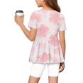 thumbnail image 7 of IYYVV 2-Piece Girls' Outfit Breathable Ruffle Top and Biker Short Summer Printed Matching Set Loose Lightweight Lounge Sets Light pink 140, 7 of 7