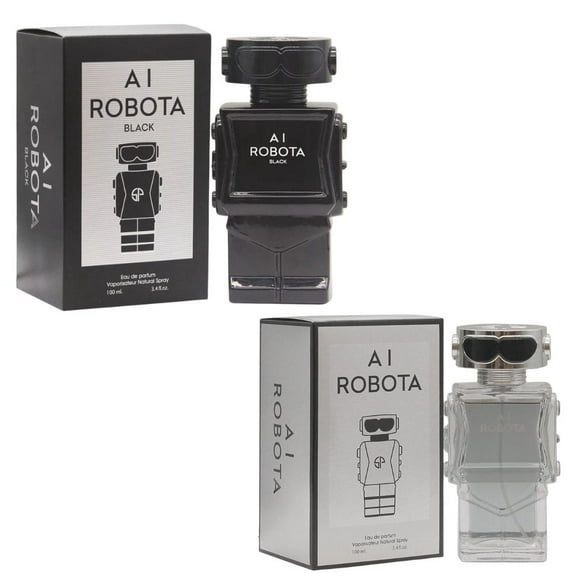 AI Robota Collection for Men – Set of 2 Eau de Toilette Sprays (AI Robota & AI Robota Black) – 3.4 FL Oz | 100 ml Each – Long-Lasting, Modern & Masculine Fragrance Gift Set