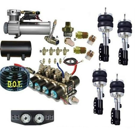 AirBagIt FBS-HON-19-KIT3 1988-1991 Honda Civic, Crx, Hatchback Complete Air Suspension Kit System Custom F - Strut & Carms, R - Bag & Brake