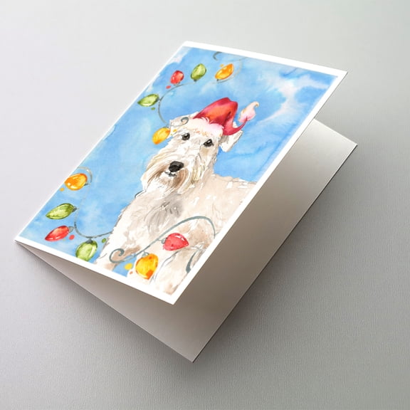 Christmas Lights Wheaten Terrier Greeting Cards and Envelopes Pack of 8