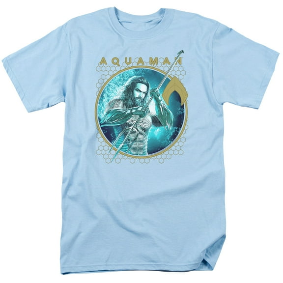 Aquaman Movie Trident Of Neptune S/S Adult 18/1 T-Shirt Light Blue