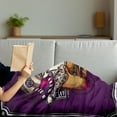 thumbnail image 3 of Modern Soft Flannel Fleece Throw Blanket, Cartoon Like Cinema Movie Image Burgers Popcorns Glasses Watching Film, Cozy Plush for Indoor and Outdoor Use, 60" x 80", Purple Earth Yellow, by Ambesonne, 3 of 5