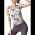 thumbnail image 2 of Blusas Ajustadas de Corta con Frunces y Estampado Floral de Cuello Asimétrico para Mujer L, 2 of 8