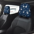 thumbnail image 4 of 2 PCS Car Headrest Cover, Bohemian Cute Duck Navy Blue Soft Car Seat Head Rest Cover Protector Interior Car Accessories Seat Covers for Cars Truck Auto Only Covers, 4 of 8