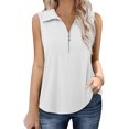 thumbnail image 4 of Summer Sleeveless Half Sleeve Solid Knit Tops Lapel Tank Vest, 4 of 6