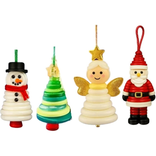 DIY Christmas Button Ornament Making Set–Fun Holiday Decorations for All Ages, DIY Craft Buttons Kit with Christmas Snowman/Santa/Angel, Gifts for Xmas Tree Hanging Decorations (1SET)