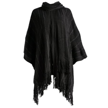 Goood Times - Black Women's Knitted Cape and Poncho Shwal Wrap Scarfs ...
