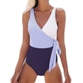 thumbnail image 2 of Aayomet Maillot de Bain une Pièce pour Femmes Résistant au Chlore Col Carré Maillot de Bain une Pièce, Violet S, 2 of 4