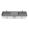 thumbnail image 4 of Amazon 84" White Wood Floating Vanity with Gray Top and Brushed Nickel Trim, 4 of 10
