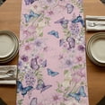 thumbnail image 5 of Table Runners 72 Inches Long Dress Scarves, Pink Flowers Farmhouse Kitchen/Dining Table Runner, Coffee Tablerunners, Spring Floral Purple Butterflies Farmhouse 18x72 Inch, 5 of 9