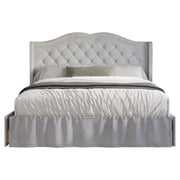 HMD Martha Queen Tufted Upholstered Storage Panel Bed Box B, Silver Gray