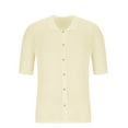 thumbnail image 5 of Lenago Mens Shirts Casual Solid Color Knit Hollow Turn Over Collar Short Sleeve Shirts, 5 of 6